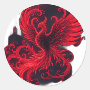 Phoenix mit gotischen Spiegeln und Wirbel Runder Aufkleber