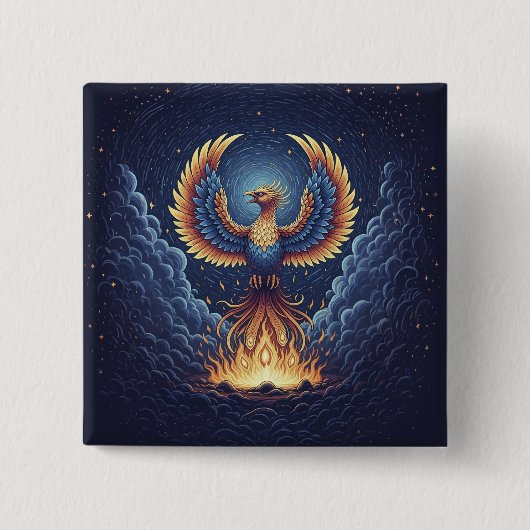 Phoenix: mystical world, symbol of good fortune button (Vorderseite)