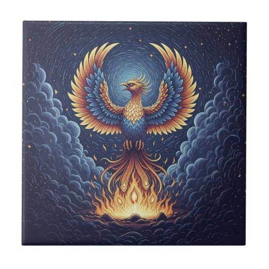 Phoenix: mystical world, symbol of good fortune fliese (Vorderseite)