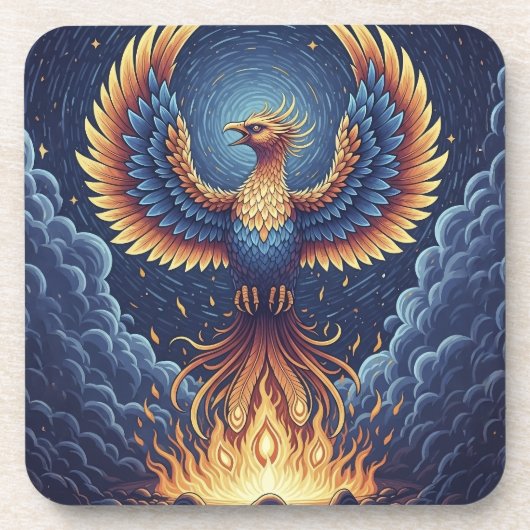 Phoenix: mystical world, symbol of good fortune getränkeuntersetzer (Vorderseite)