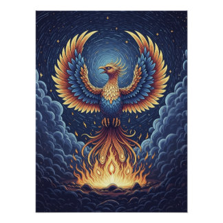 Phoenix: mystical world, symbol of good fortune poster
