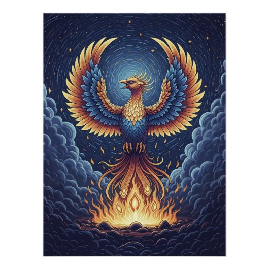 Phoenix: mystical world, symbol of good fortune poster (Vorderseite)