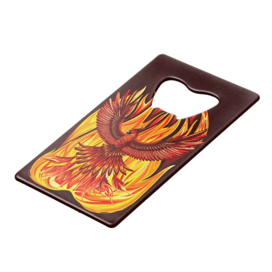 Phoenix mythologische unsterbliche Kreatur Geldbeutel Flaschenöffner (Rückseite Schrägansicht)