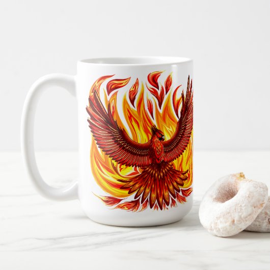 Phoenix mythologische unsterbliche Kreatur Kaffeetasse (Mit Donut)