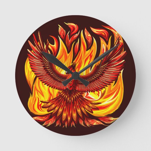 Phoenix mythologische unsterbliche Kreatur Runde Wanduhr (Vorderseite)
