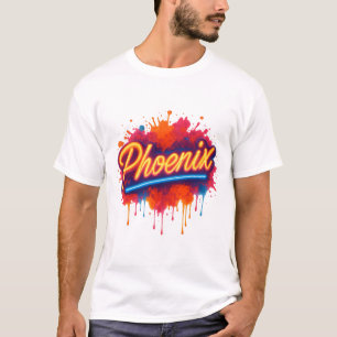 Phoenix Neon Graffiti - Retro Street Art Glow T-Shirt