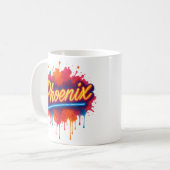 Phoenix Neon Graffiti - Retro Street Art Glow Tass Kaffeetasse (Vorderseite Links)