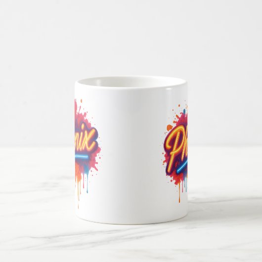 Phoenix Neon Graffiti - Retro Street Art Glow Tass Kaffeetasse (Mittel)