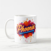 Phoenix Neon Graffiti - Retro Street Art Glow Tass Kaffeetasse (Links)