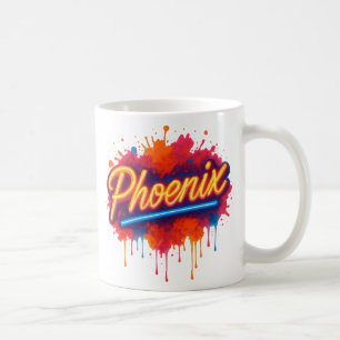 Phoenix Neon Graffiti - Retro Street Art Glow Tass Kaffeetasse