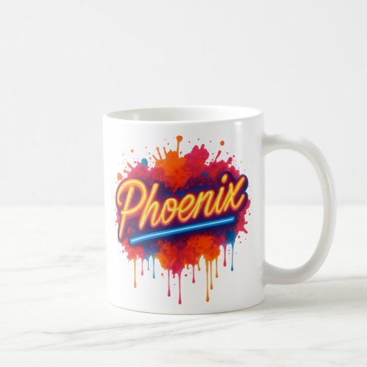 Phoenix Neon Graffiti - Retro Street Art Glow Tass Kaffeetasse (Rechts)