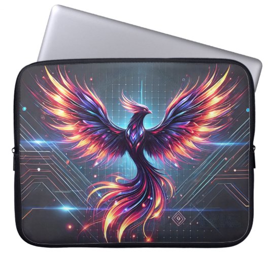 "Phoenix Neon Laptop Sleeve - Futuristic 15" (Vorderseite)
