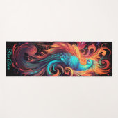 Phoenix Orange Black Türkquoise Bold Yogamatte (Vorderseite (Horizontal))