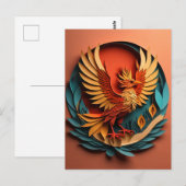 Phoenix Paper Art Design T - Shirt Postkarte (Vorne/Hinten)
