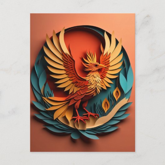 Phoenix Paper Art Design T - Shirt Postkarte (Vorderseite)
