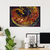Phoenix Pheonix Red Firebird Thunderbird Flames Poster (Heimbüro)