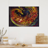 Phoenix Pheonix Red Firebird Thunderbird Flames Poster (Küche)