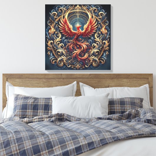 Phoenix Rebirth: Eine zeitlose Masterpiece-Leinwan Leinwanddruck (Insitu (Schlafzimmer))