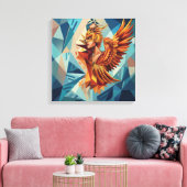 Phoenix Rise – Modern Stretched Canvas Wall Art Leinwanddruck (Insitu (Wohnzimmer))