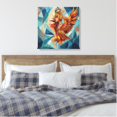 Phoenix Rise – Modern Stretched Canvas Wall Art Leinwanddruck (Insitu (Schlafzimmer))