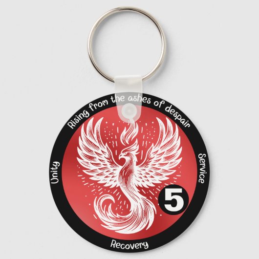 Phoenix Rising Erholung Milestone OM, NA, Al-Anon Schlüsselanhänger (Vorderseite)