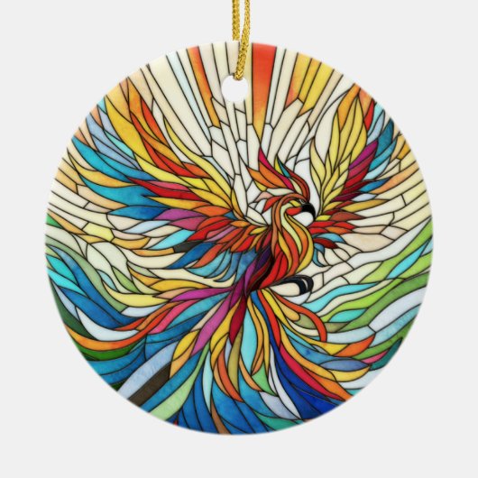 Phoenix Rising - farbige Mosaikkunst Keramik Ornament (Vorne)