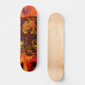 Phoenix Rising Feuerkunst mit explosiver Farbflamm Skateboard (Vorderseite)