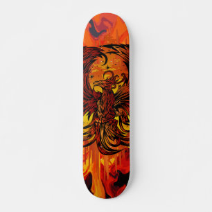 Phoenix Rising Feuerkunst mit explosiver Farbflamm Skateboard