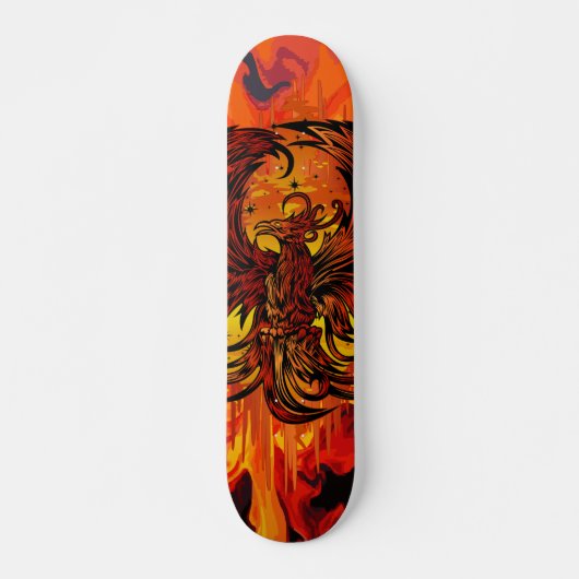 Phoenix Rising Feuerkunst mit explosiver Farbflamm Skateboard (Vorne)
