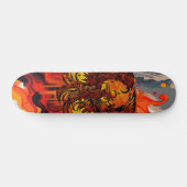 Phoenix Rising Feuerkunst mit griffigem Farbsplash Skateboard (Horizontal)