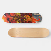 Phoenix Rising Feuerkunst mit griffigem Farbsplash Skateboard (Horizontal)