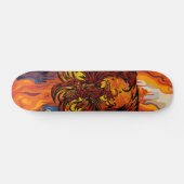 Phoenix Rising Feuerkunst mit lodernder Flammenmal Skateboard (Horizontal)