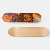 Phoenix Rising Feuerkunst mit lodernder Flammenmal Skateboard (Horizontal)