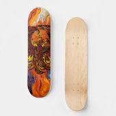 Phoenix Rising Feuerkunst mit lodernder Flammenmal Skateboard (Vorderseite)