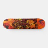 Phoenix Rising Fire Art with Explosive Paint Flame Skateboard (Horizontal)