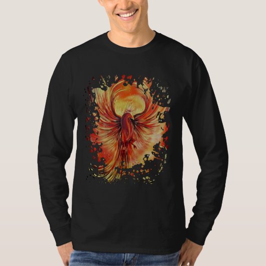 Phoenix Rising Flame Graphic Bold Fire Bird T-Shirt (Vorderseite)