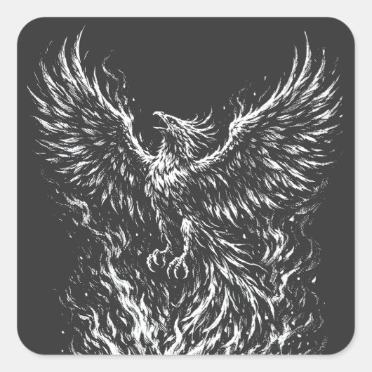 Phoenix Rising From the Flames von BurnsInHell Quadratischer Aufkleber (Vorderseite)