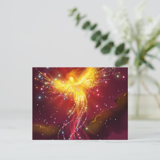Phoenix Rising (lila) Postkarte (Stehend Vorderseite)