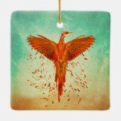 Phoenix Rising - Mixed Media Keramikornament (Rückseite)