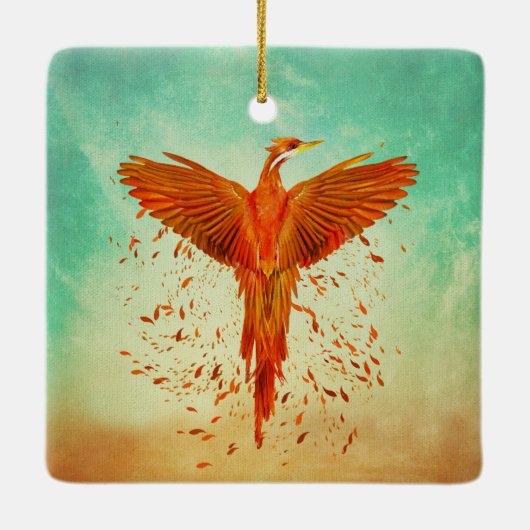 Phoenix Rising - Mixed Media Keramikornament (Rückseite)