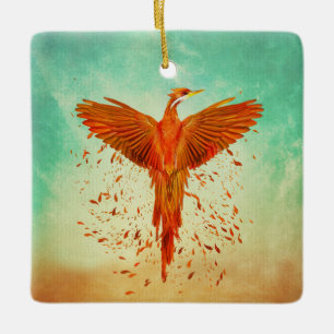 Phoenix Rising - Mixed Media Keramikornament