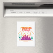 Phoenix Rising Neon City – Retro Synthwave-Wüste Magnet (In Situ (Geschirrspüler))