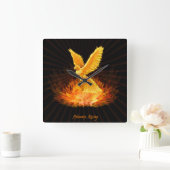 Phoenix Rising Quadratische Wanduhr (Zuhause)