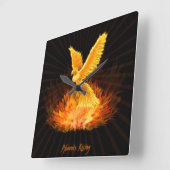 Phoenix Rising Quadratische Wanduhr (Winkel)