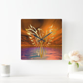 Phoenix Rising Quadratische Wanduhr (Zuhause)