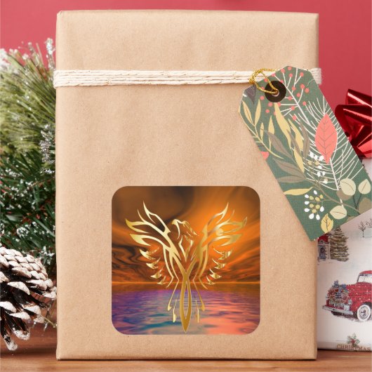 Phoenix Rising Quadratischer Aufkleber (Feiertag)