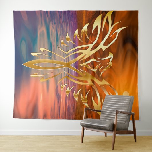 Phoenix Rising Tapestry Wandteppich (Beispiel (Horizontal))