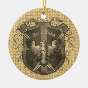 Phoenix Schild Keramik Ornament