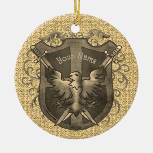 Phoenix Schild Keramik Ornament (Vorne)