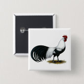Phoenix: Silver Duckwing Rooster Button (Vorne & Hinten)
